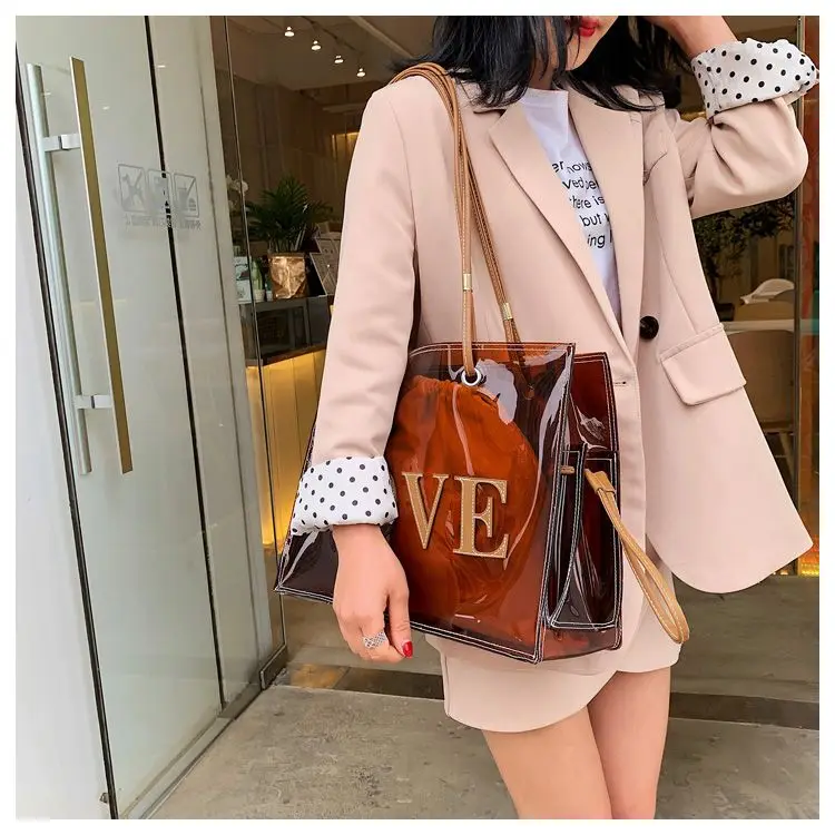 Elegante borsa trasparente da donna, versatile borsa a tracolla in PVC con ampio spazio_voghion.com