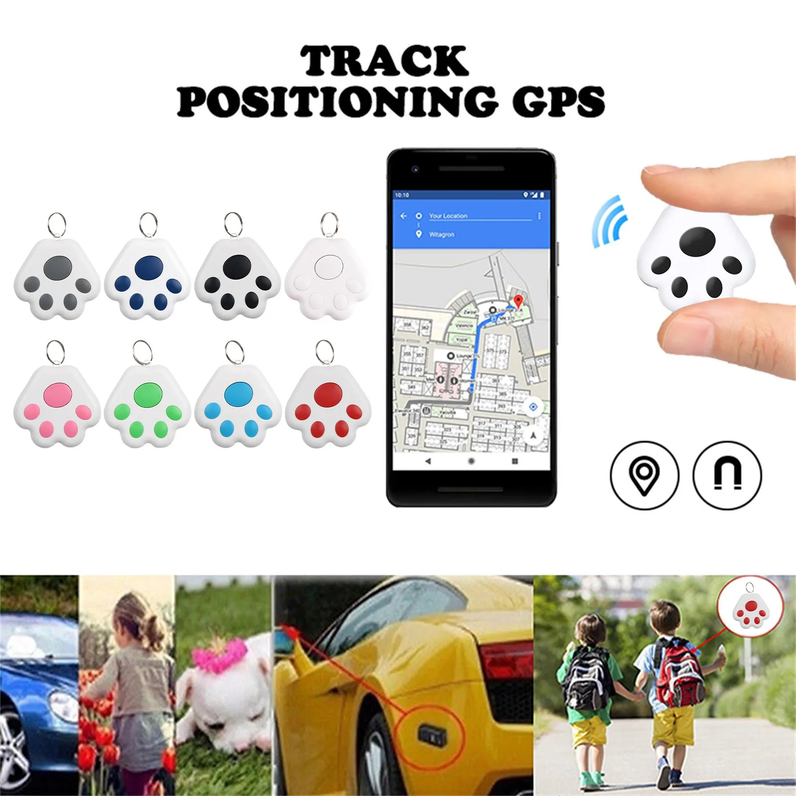 Smart Bluetooth mobile phone alarm dog claw key chain pendant two way search locator anti loss