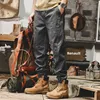 American Style Vintage Men's Cargo Pants Loose Fit Straight Leg Khaki Casual Pants Autumn Spring Season Men's Trousers