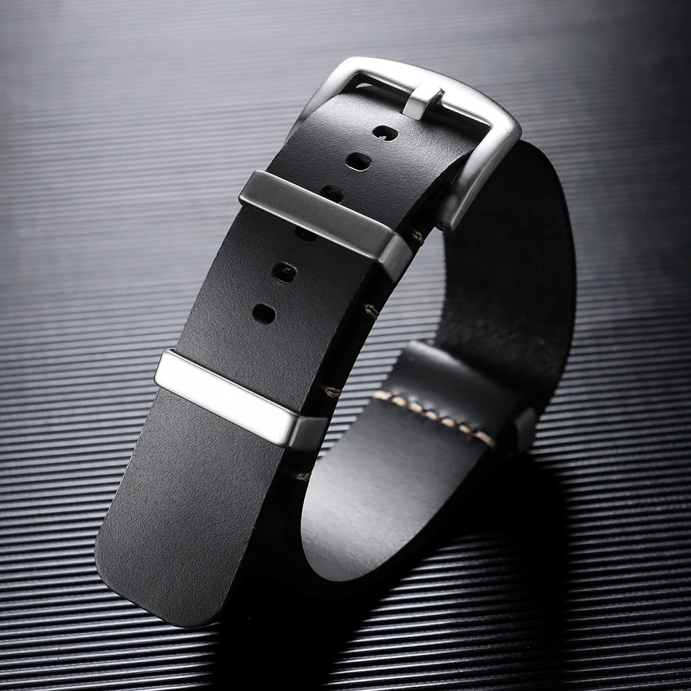 Premium Genuine Leather Watch Strap – One-Piece Adjustable Band, Replacement Accessory