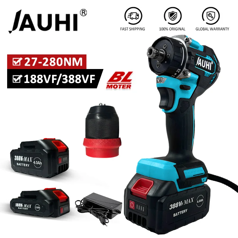 

JAUHI 2in1 Brushless Electric Screwdriver Multifunctional Repairing Tool Kit Cordless Screwdriver Drills For Makita 18V Battery