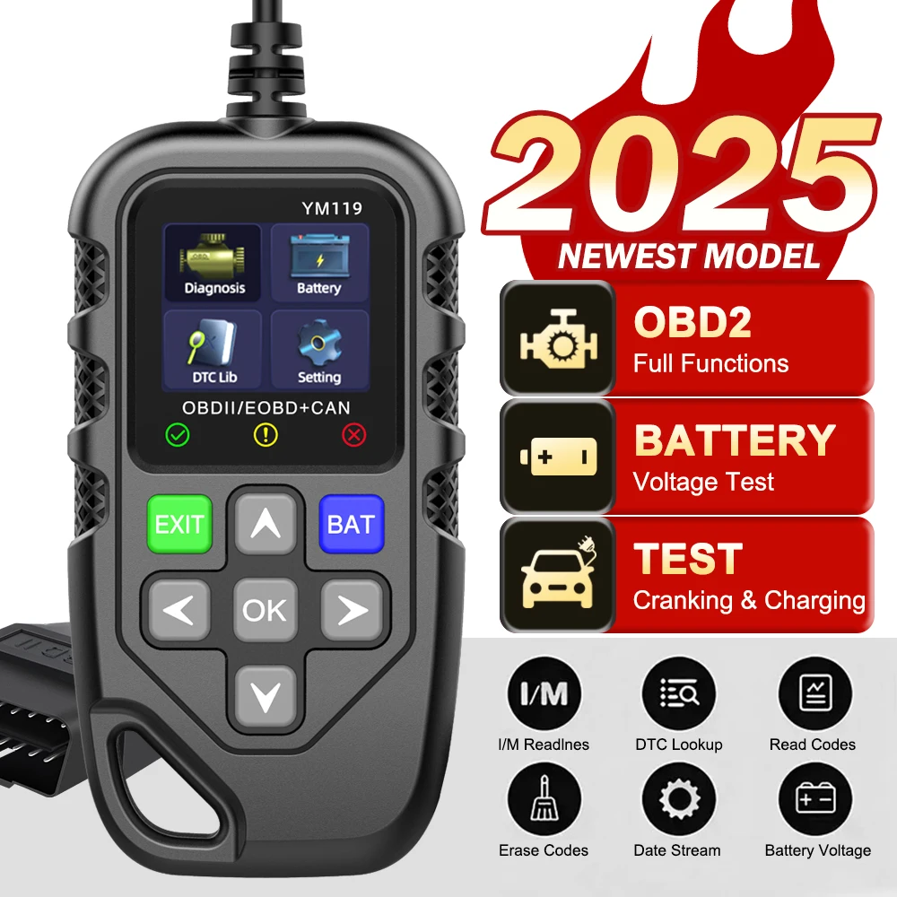 Multi-language YM119 Work for all cars OBDII Scanner Clear/Erase Codes OBD2 Code Reader Car Auto Diagnostic Tool
