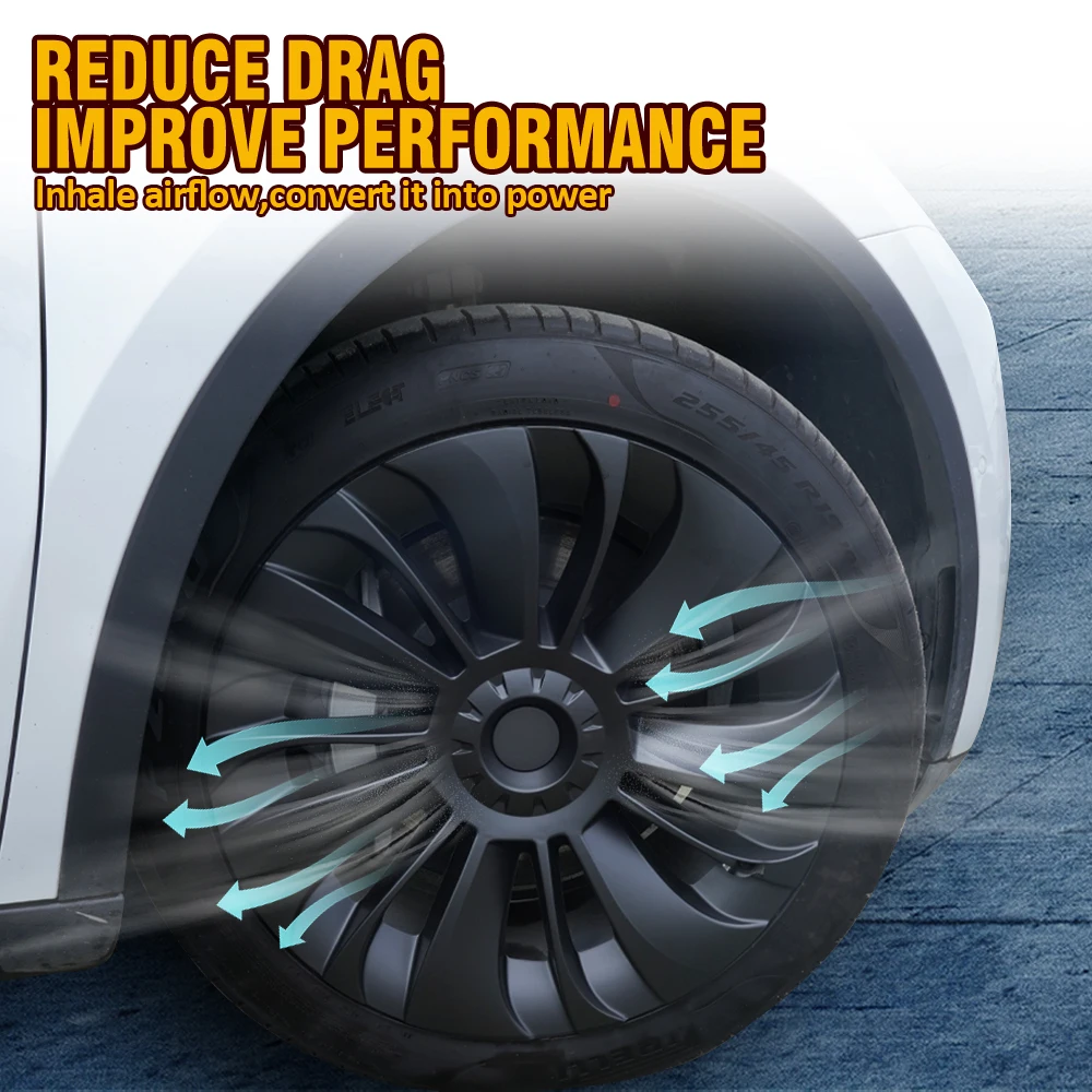 19-Inch whirlwind Hubcap 4PCS For Tesla Model Y Wheel Cap Original Car Replacement Automobile Cover Automobile Accessories 20-23 wheel hub covers wheel hub caps