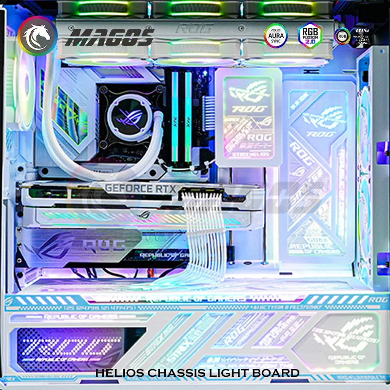 Painel de Luz Rgb Backplate Display Dinâmico para Asus Rog Strix Helios Casepc Gamer Faça Você Mesmo Led Computer Case Decoração 5v m b Sync - Imagem 6