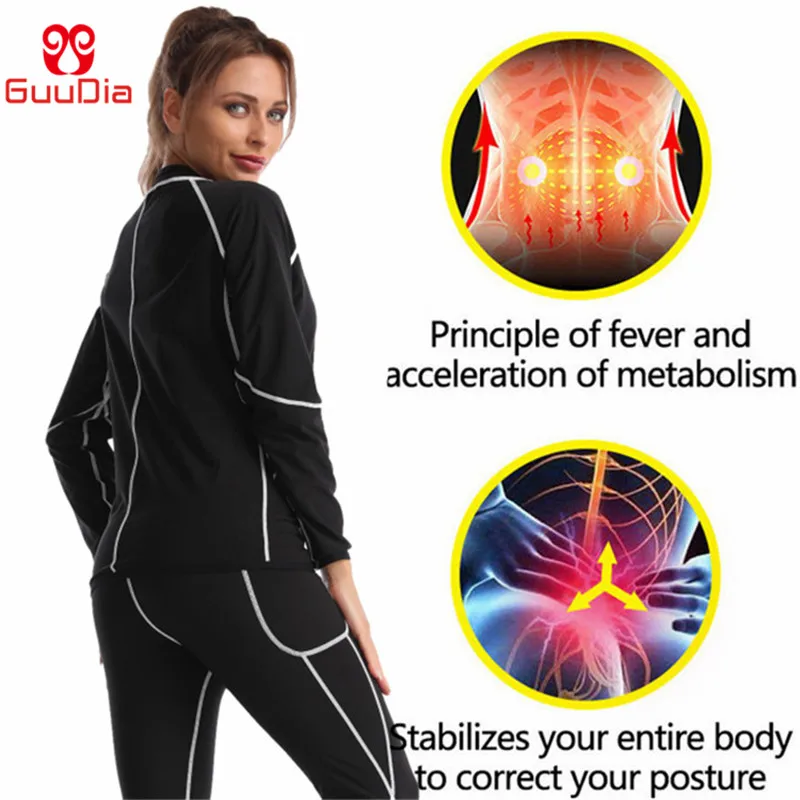 GUUDIA Sauna Sweat Suits PU Leather Body Shapers Women Shaper Corsets Waist Trainer Body Building Corsets Sauna Shapers Sweating