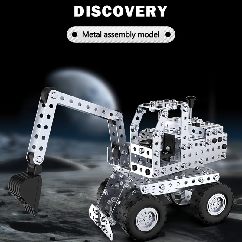 3D Metal Assembly Building Block Excavator Model
