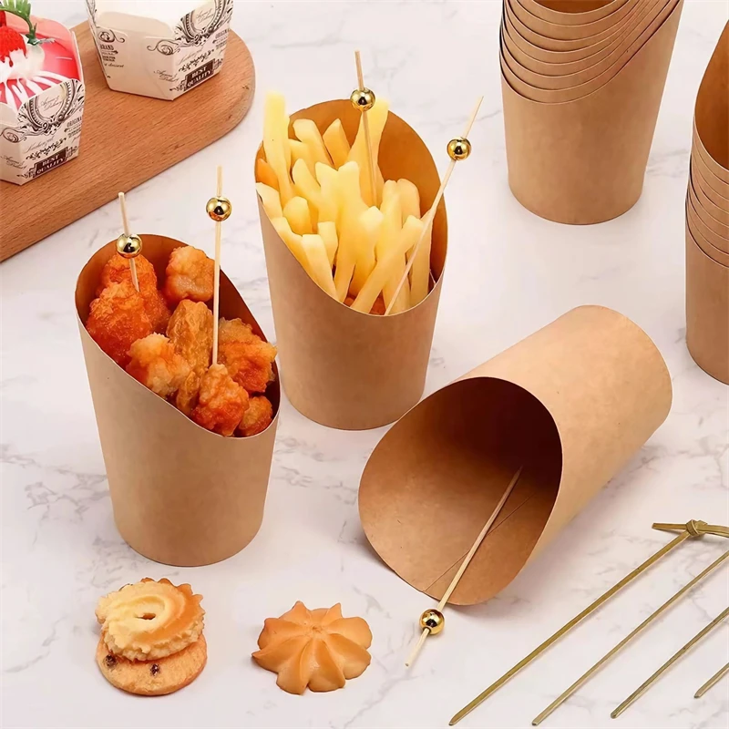 100PCS Kraft Paper French Fry Cups, Disposable Snack Containers, Charcuterie and Desser... - SKU PFFC1521 - UGI Packaging