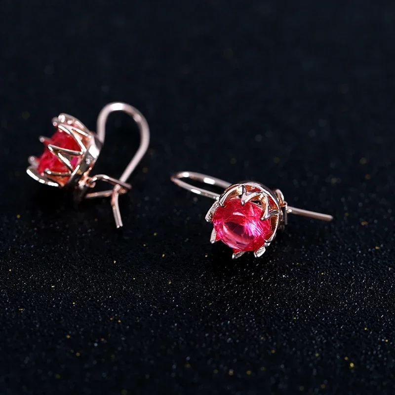 Women Dangle Earrings Gold Plated Red for Princess Party Wedding Engagement