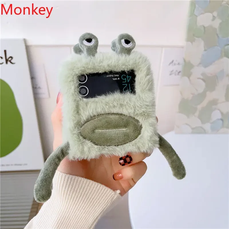 Pluff Funny Cartoon Frog Plush Cover For Samsung Z Flip flip