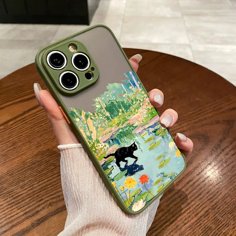 Black Cat Cartoon Shockproof Landscape Phone Case - Stylish Back Cover