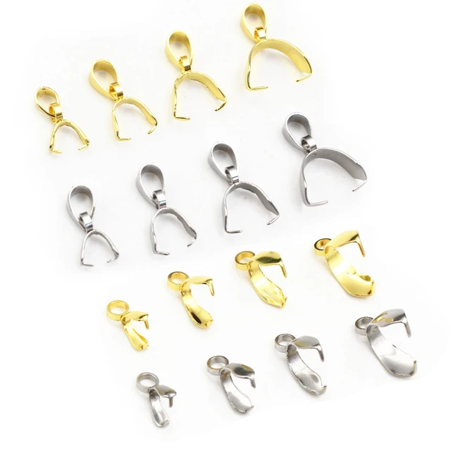 50pcs Stainless Steel Gold Color 2-style Pendant Pinch Bail Clasps Necklace  Hooks Clips Connector DIY Jewelry Making Findings - AliExpress