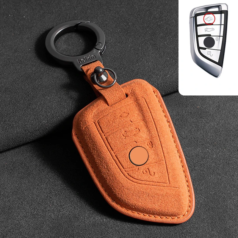 Luxury Suede Car Key Case Cover with Keychain