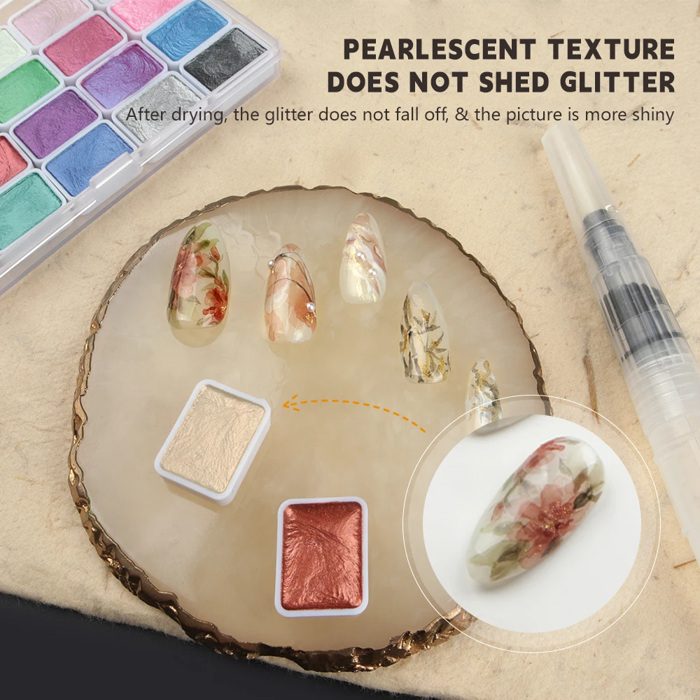 SeamiArt 20 24 36 48 60 Colors Pearlescent Solid Watercolor Set For Drawing Painting Writing Nail Art Creation Art Supplies 3