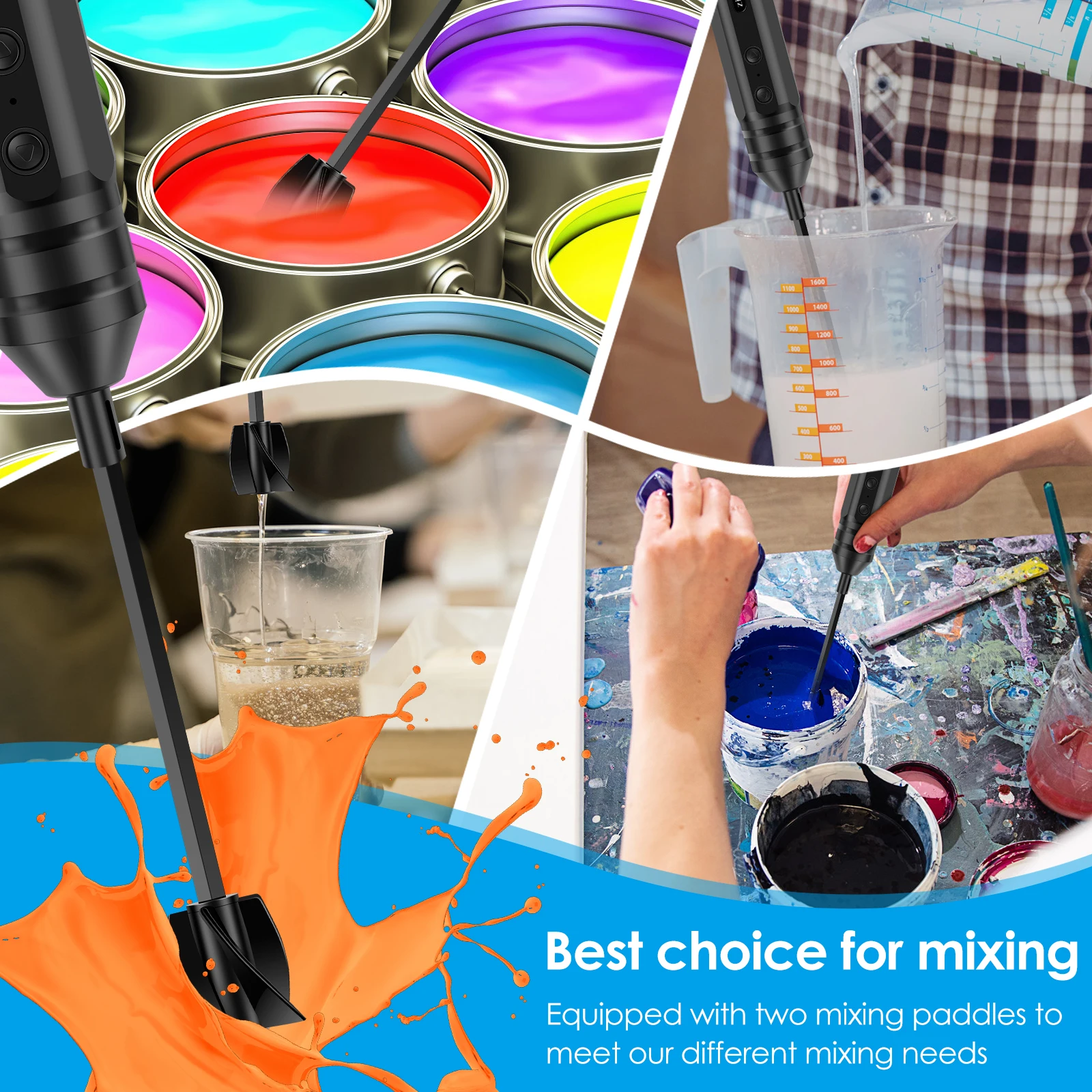Epoxy Mixer Resin Mixer Paddles Rechargeable Drill Paint Epoxy Resin for Paint Concrete Plaster Reusable DIY Crafts