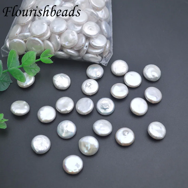 

Around 11~12mm White Color Natural Freshwater Pearl Flat Round Pearl Loose Spacer Beads for DIY Earring Charms