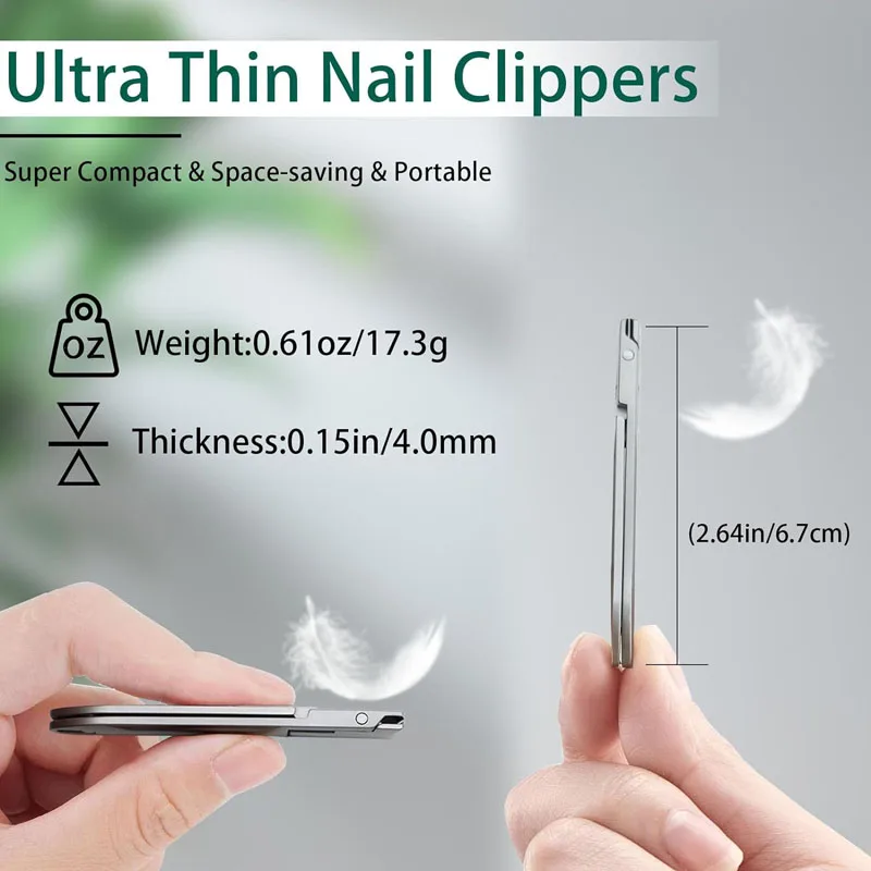 Ultra-Thin Nail Clippers Fingernail Collapsible Stainless Steel Manicure Tools Nail Scissors Cutter