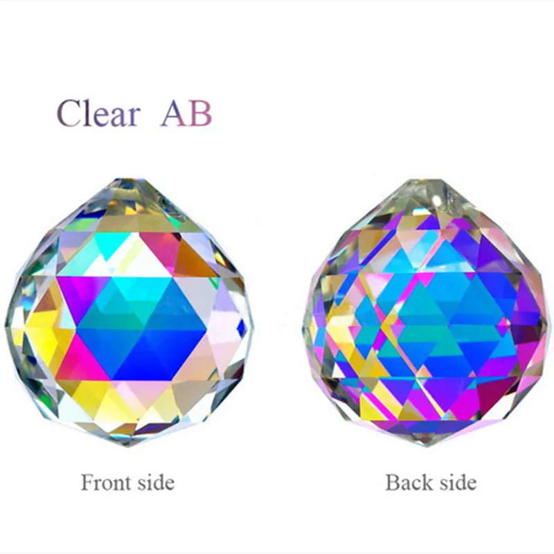 Top Quality 15-40mm Rainbow Faceted Ball Suncatcher Crystal Pendant Glass Fengshui Sphere Christmas Tree Hanging Home Decoration