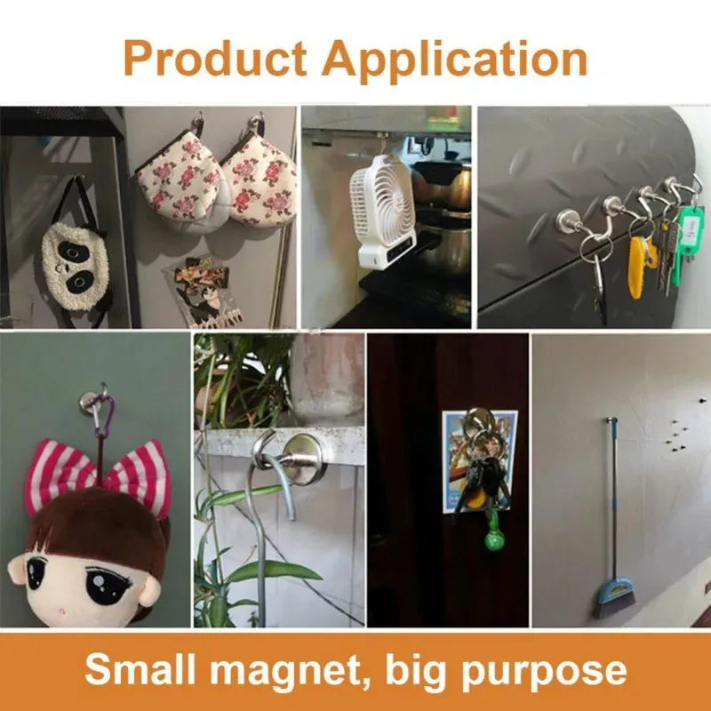 Heavy Duty Magnetic Hooks – Ultra-Strong Neodymium Hold for Versatile Use in Home, Kitchen, or Workplace