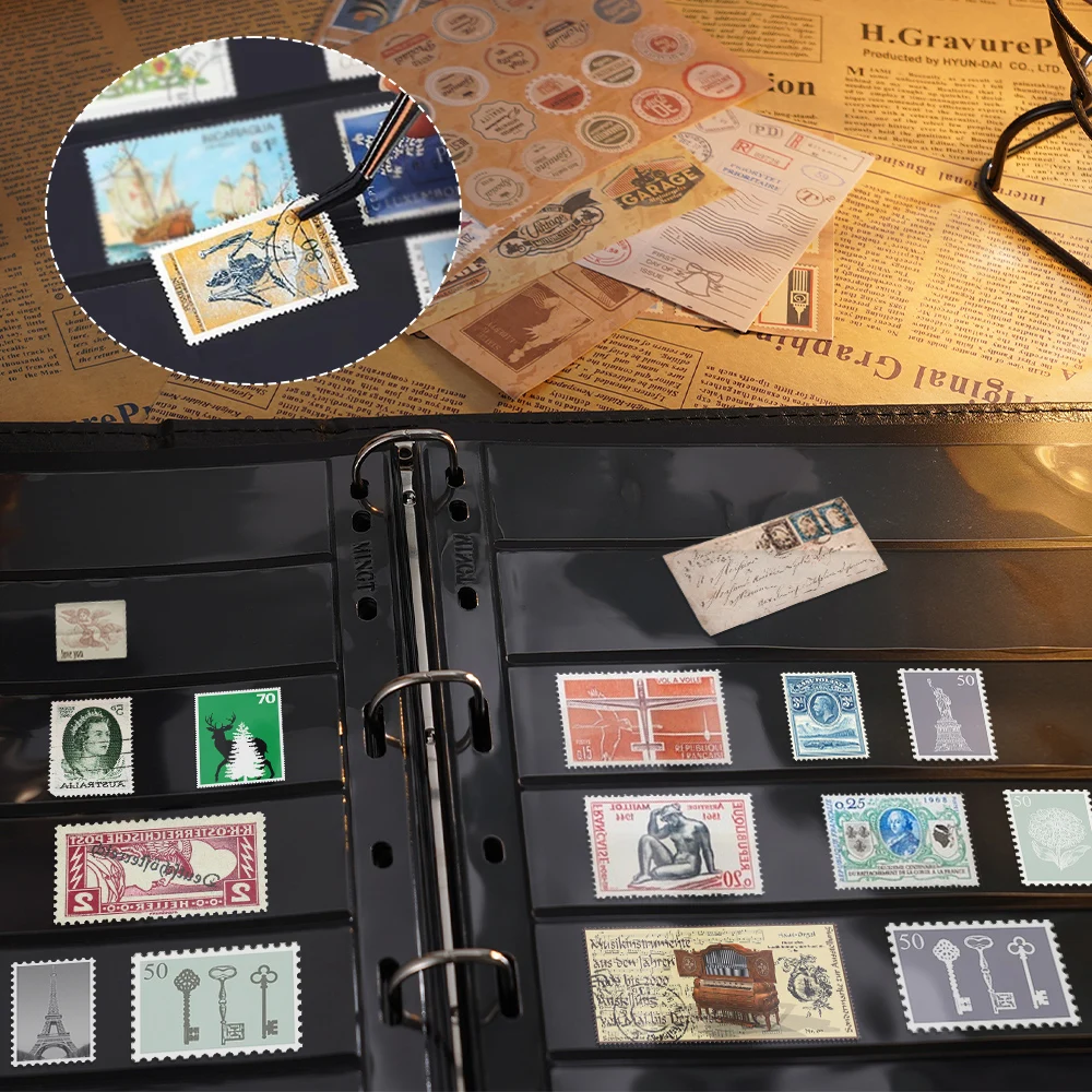 10 Stück 7 Grid Stamp Album Nachfüllseiten PVC Münzsammelhalter Blätter Loose Leaf Inners Keine Abdeckung – Detail 5