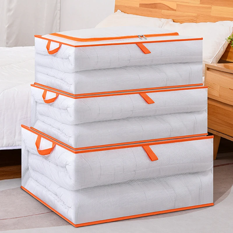 Large Capacity Foldable Bed bottom storagebox transparent waterproof sorting storagebag wardrobe sealed cotton quilt storagebag 2