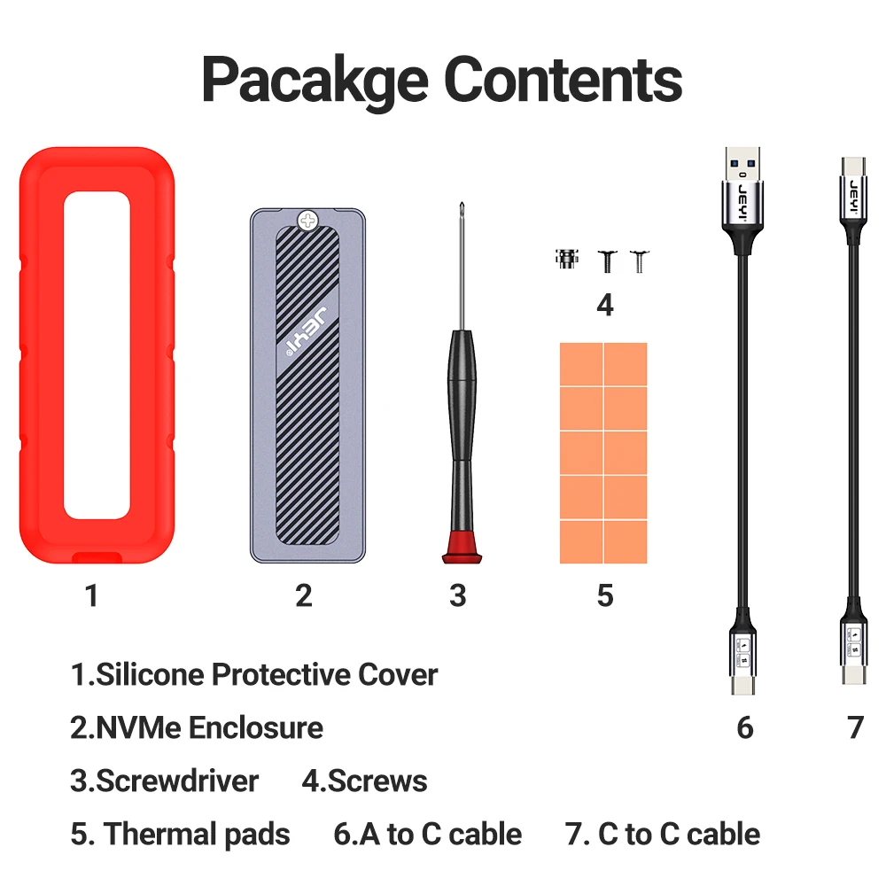 Nvme Gabinete Ssd com Capa Protetora de Silicone Usb c 3.2 Gen2 x2 20gbps Estojo de Unidade de Estado Sólido Externo 20g Jeyi-m.2 - Imagem 6