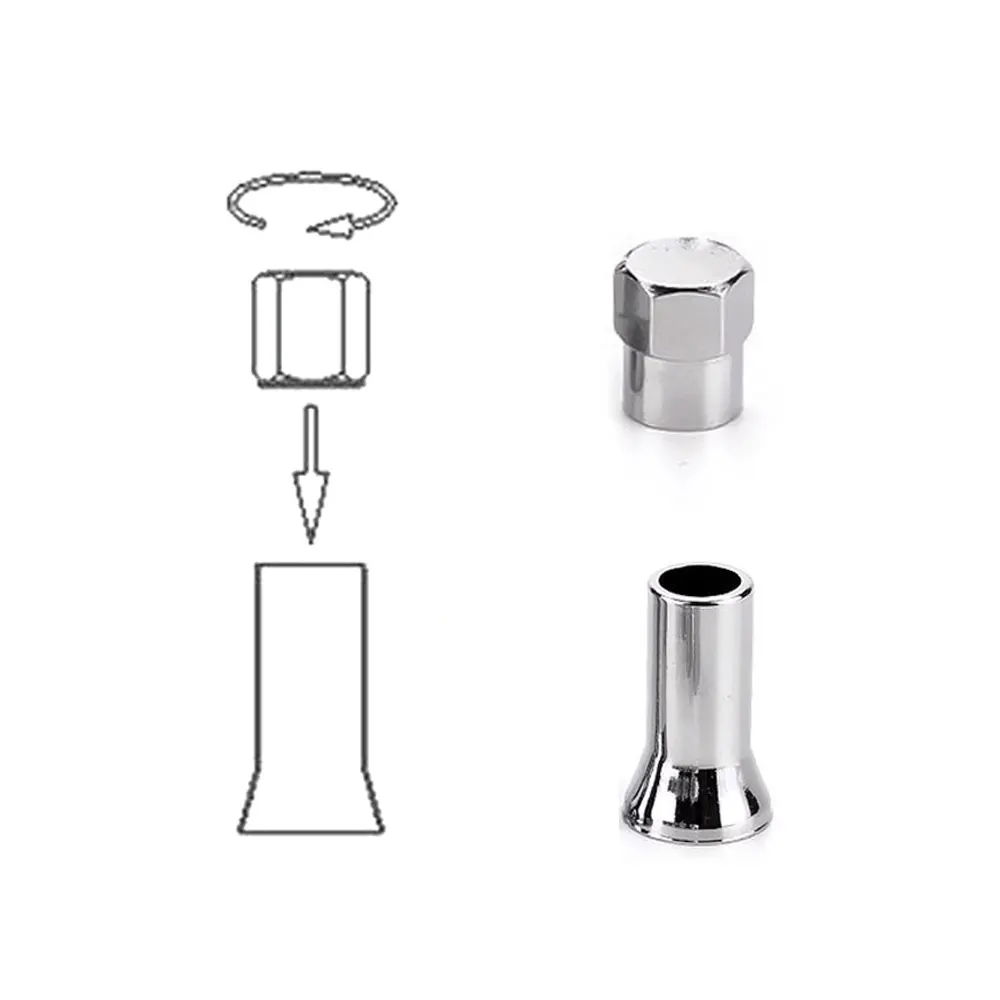 Chrome Tire Valve Stem Caps With Hex Sleeve – TR413/TR414 Style – Set Of 4