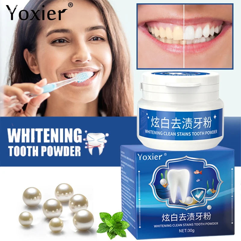 

Pearl Teeth Whitening Powder Natural Mint Remove Stains Plaque Fresh Breath Deep Cleaning Brightening Teeth Oral Care 30g