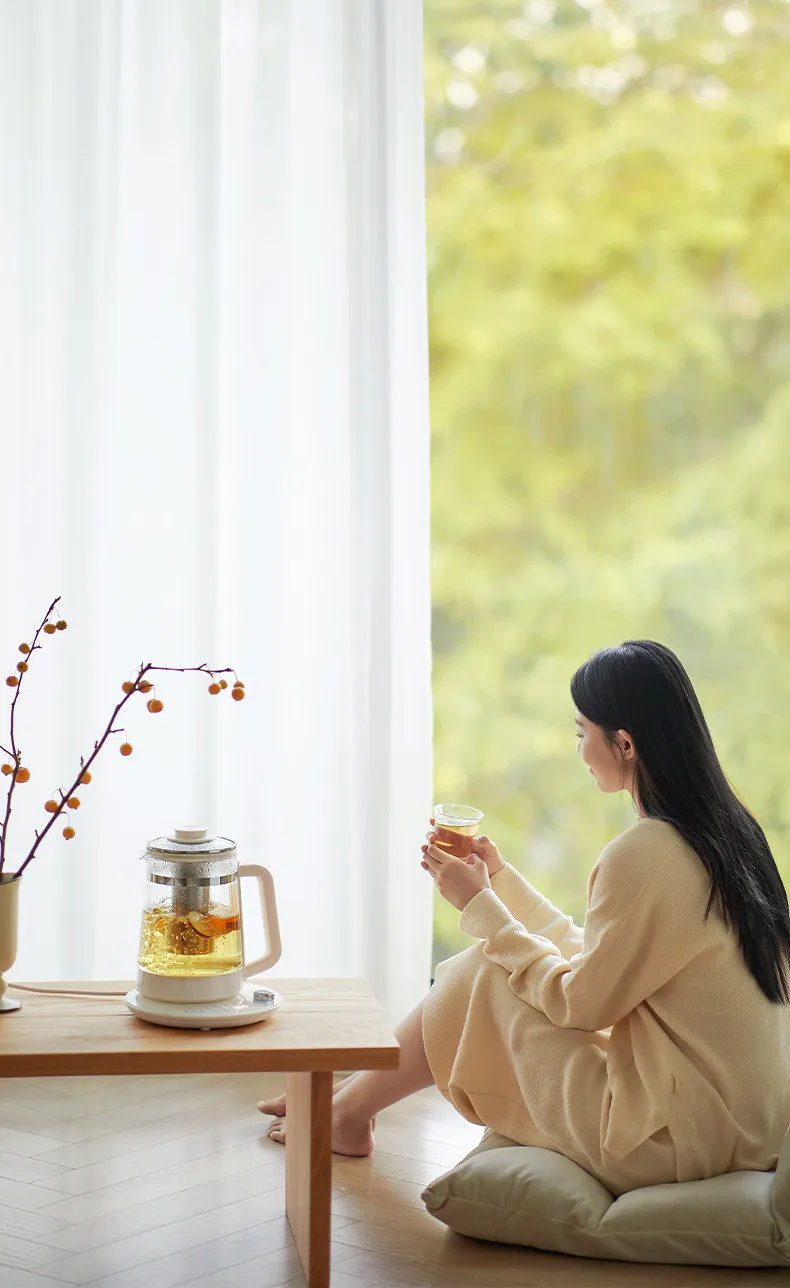 1.7L Health Pot Small Office Multifunctional Household Constant Temperature Kettle Teapot Flower Teapot White Black Timing