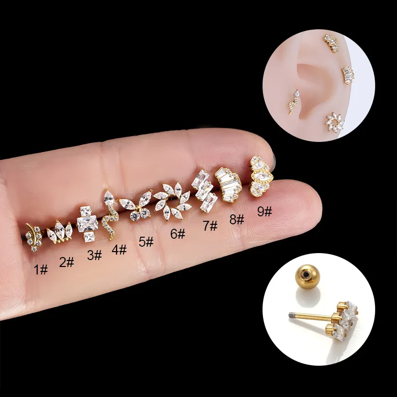 1Piece New Trend Zircon Stainless Steel Earrings for Women 2023 Fine