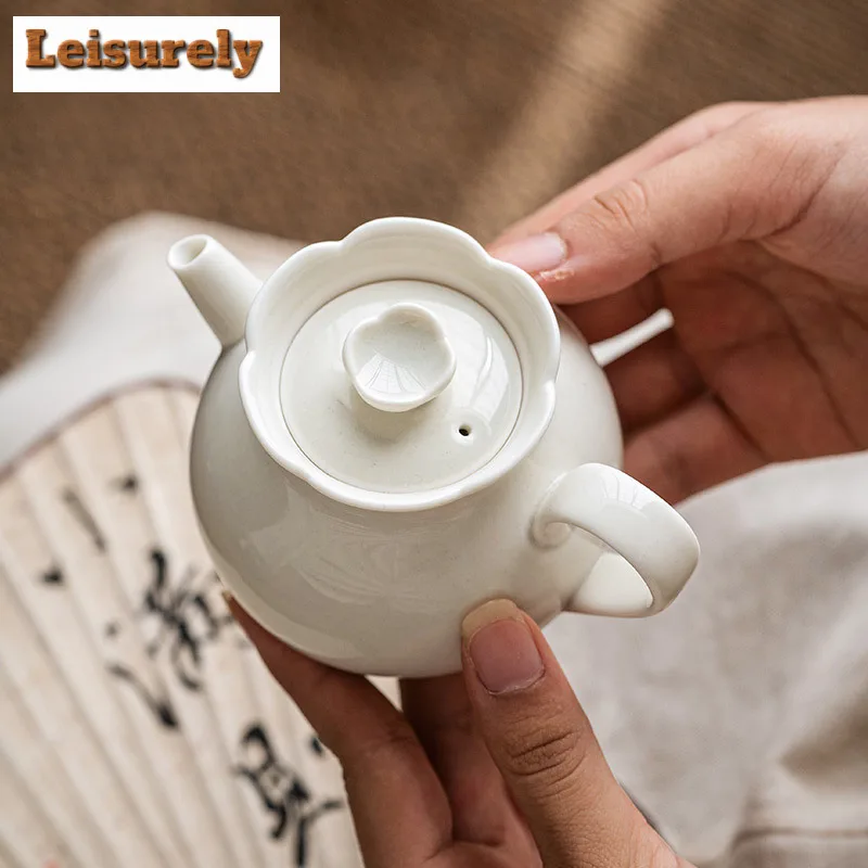 170ml Retro Grass Wood Gray Teapot Creative Lace Mouth Mouth Pot Tea Soaking Kettle Kung Fu Tea Cha Accessories Decoration Gifts