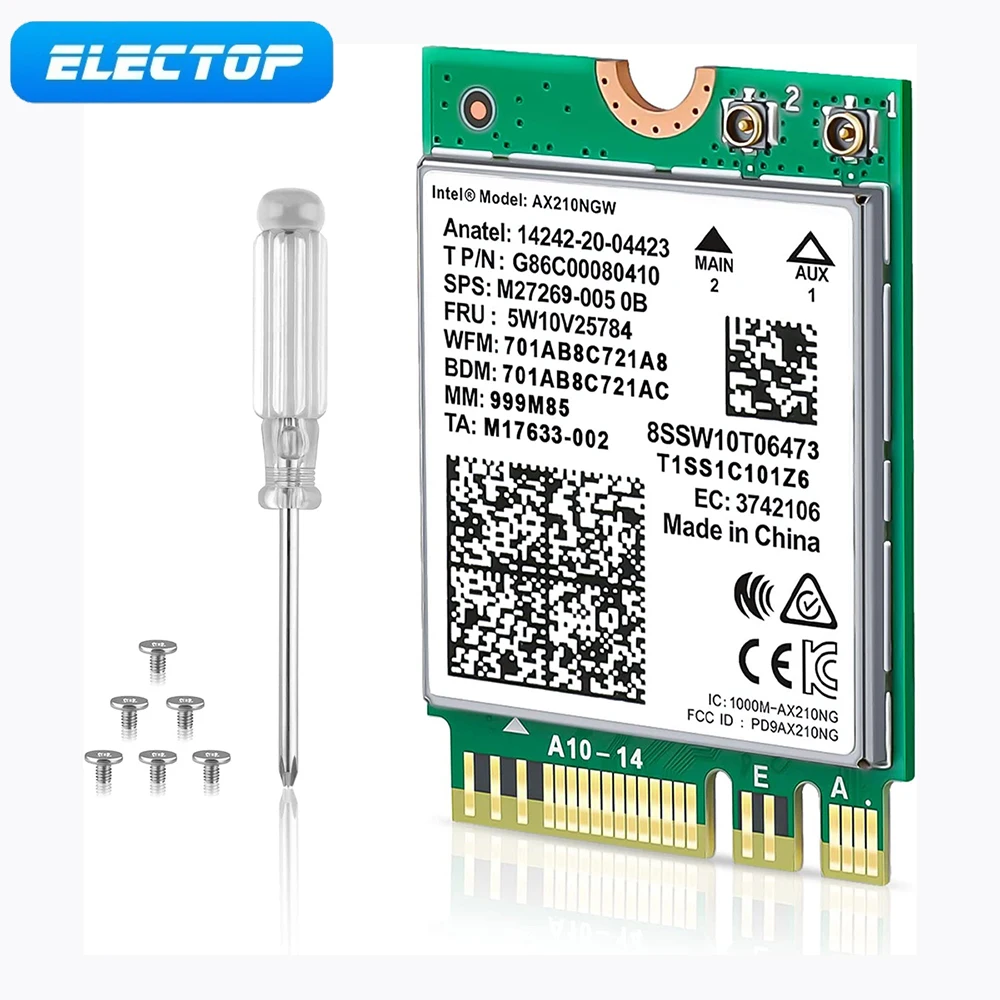 ELECTOP AX210NGW Wifi Card WiFi 6E Bluetooth 5.2 Network Card Tri band WiFi6 Adapter Standard