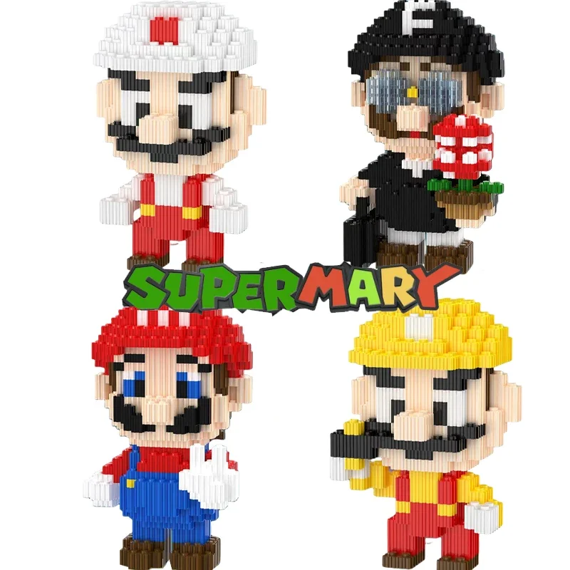 Super Mario Bros Anime Blocks Piccolo Cartone Animato Mini Building Block Cartoon Luigi Mini Action Toy Figures Building Blocks Giocattoli Bambole