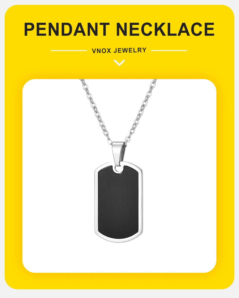 Vnox Dog Tag Militär-Anhänger-Halskette für Männer und Jungen, wasserdichtes O-Kettenhalsband aus Edelstahl, 19,7 x 33,5 mm, lässiger Schmuck, Geschenke – Detail 1