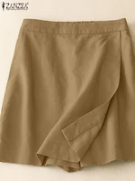Women Summer Shorts ZANZEA Casual Elastic Waist Solid Shorts Skirts Vinatge Holiday Beach Pants 2025 Elegant Loose Work Pantalon