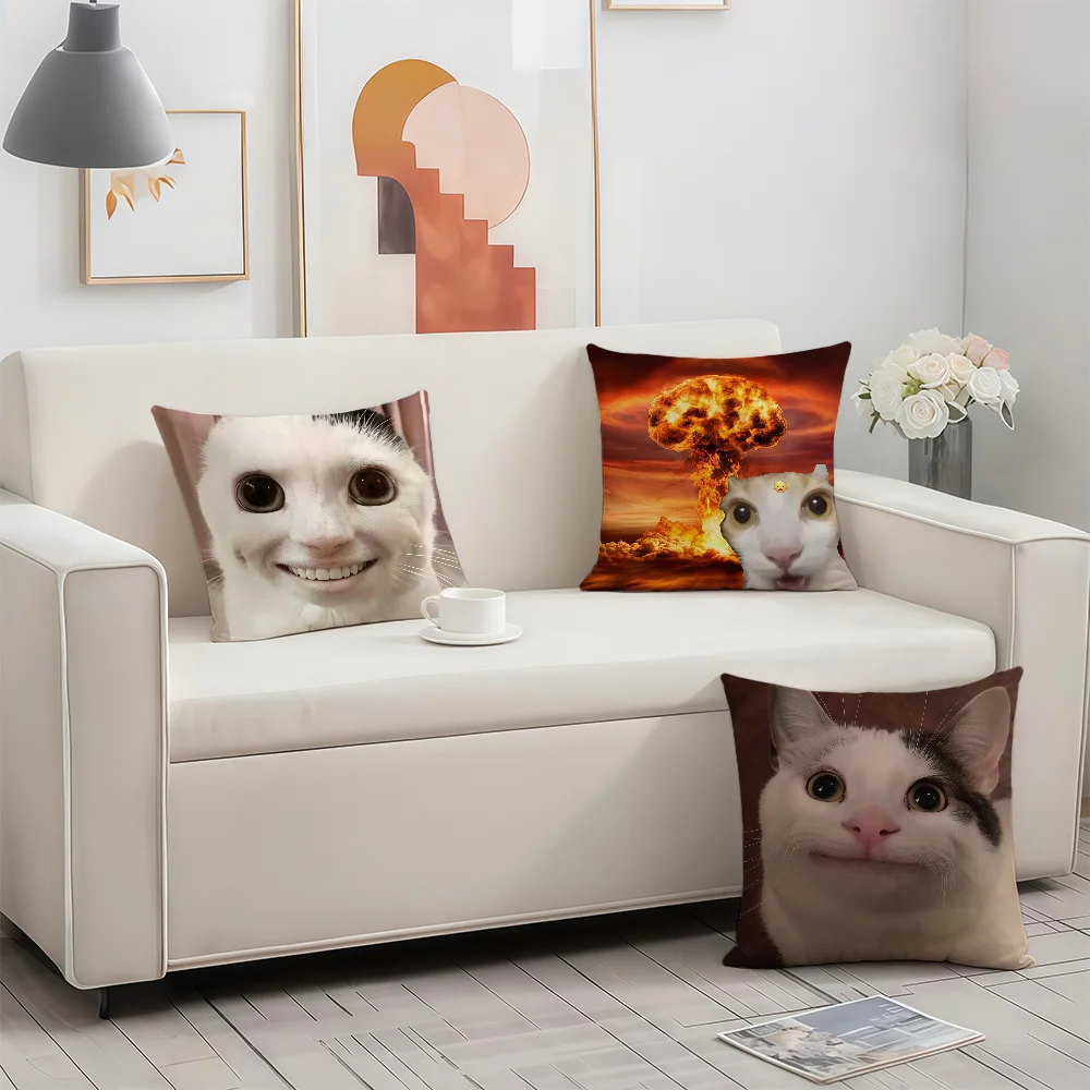 Humorous Cat Meme Skin-Friendly Sofa Cushion Cover