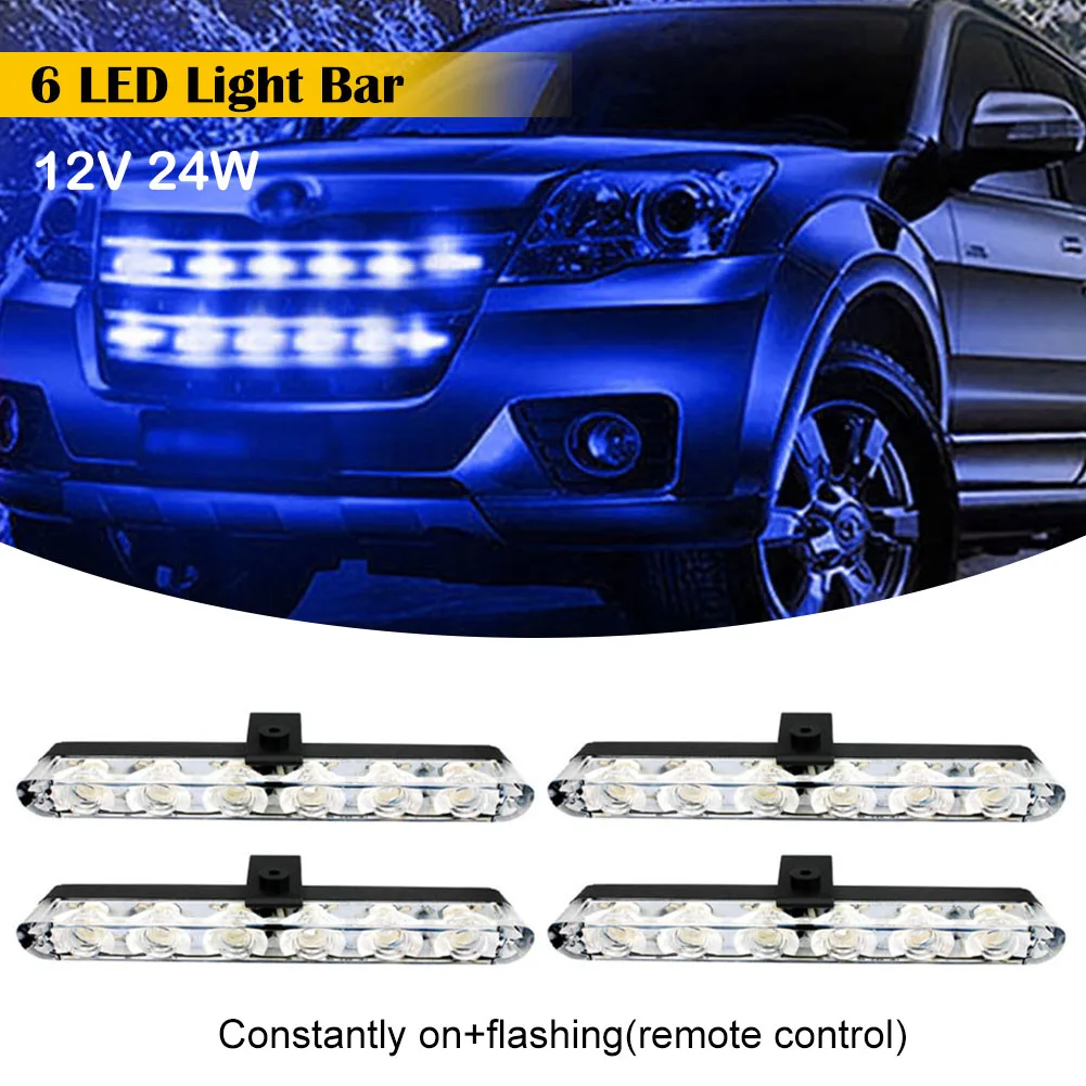 

LED Grille Light 4 In1 Red Blue Emergency Strobe Lights Police Lights 12V With Remote Control Flash For OffRoad Trunk SUV Toyota