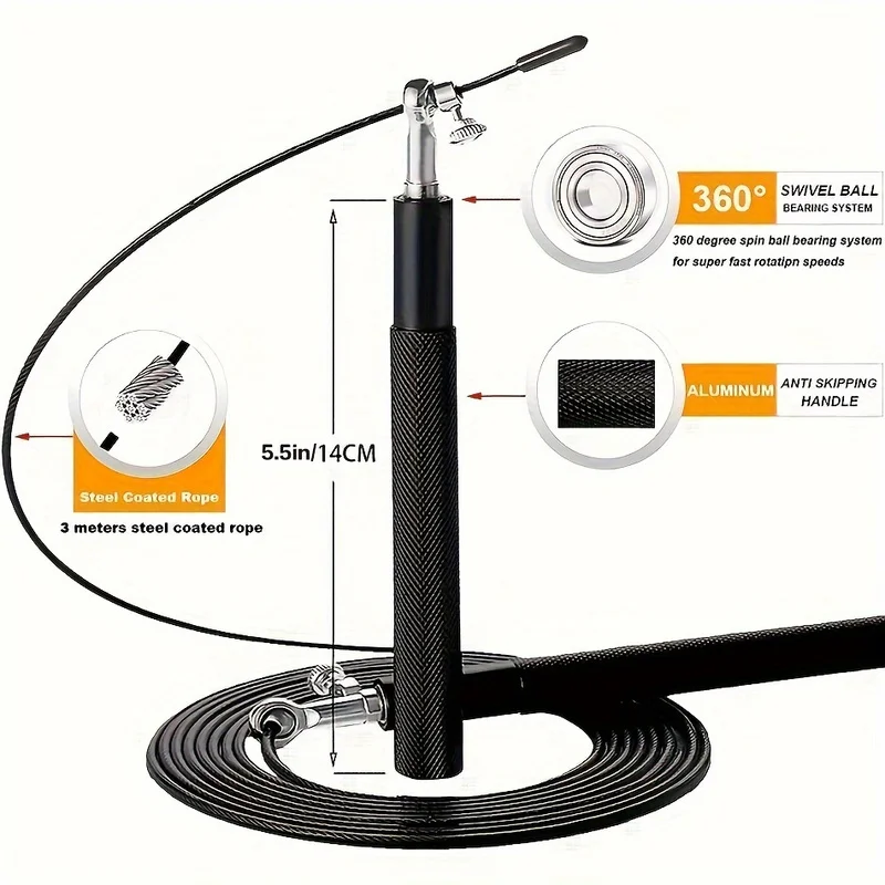 1PCS Aluminum Alloy Bearing Steel Wire Speed Skipping Rope Professional Boxing Skipping Rope Fitness Training