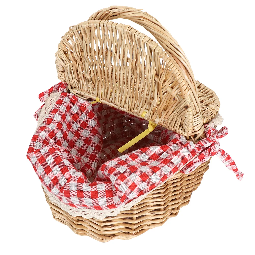 

Wicker Picnic Basket Lid Country Vintage Picnic Basket Snacks Bread Storage Basket