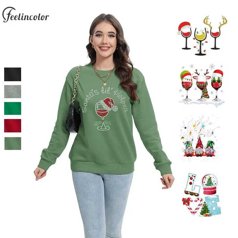 Vintage Christmas Sweatshirt Autumn Tracksuit Xmas Green New Year Adult Pullover Unisex Crewneck Carnival Female Clothing