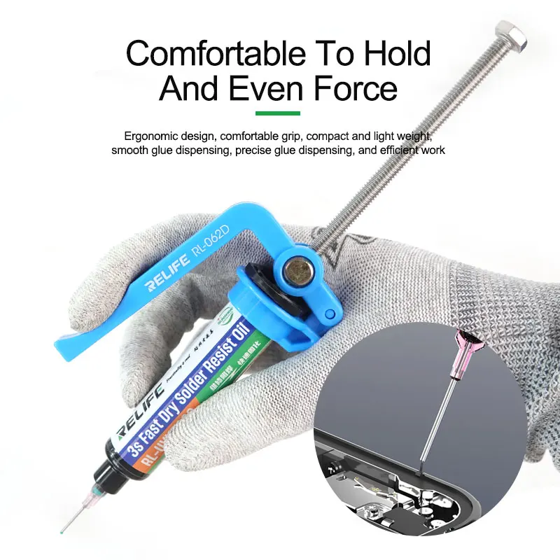 Sf32a1a44b3a446fabfaacd0feac64ee7v RELIFE 5CC~10CC Rosin Flux Barrel Extruder Manual Labor-Saving Glue Gun For Syringe Welding Oil, Solder Paste, UV Mask Oil,Glue