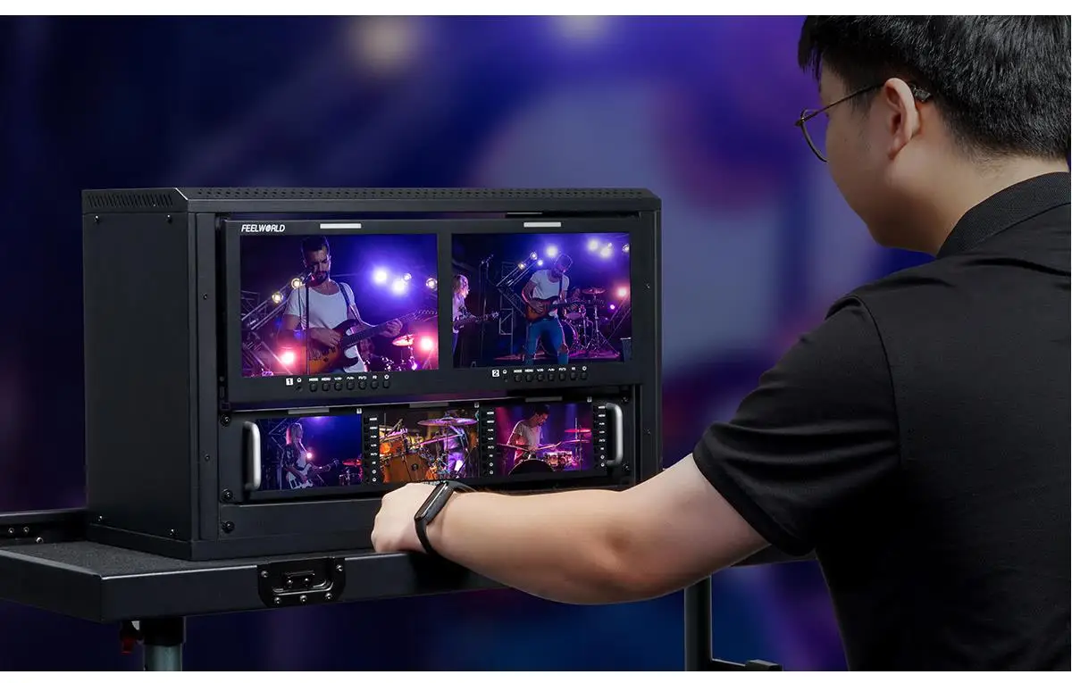 D101 PLUS Dual Screen 10.1"4RU Rackmount Monitor 4K HDMI-Compatible SDI 1920x120