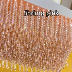 Elegant Tassel Beaded Lace Trim - White & Black Hanging Bead Design for Garments, Dresses, and Shoes Decoration (Shrimp pink)