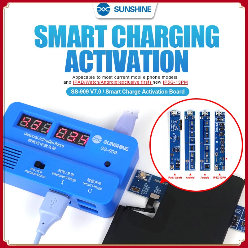 

SUNSHINE SS-909 V7.0 Universal Battery Charging Activation Board Tester Fast Charging Plate For iPhone ipad Android Phone Repair