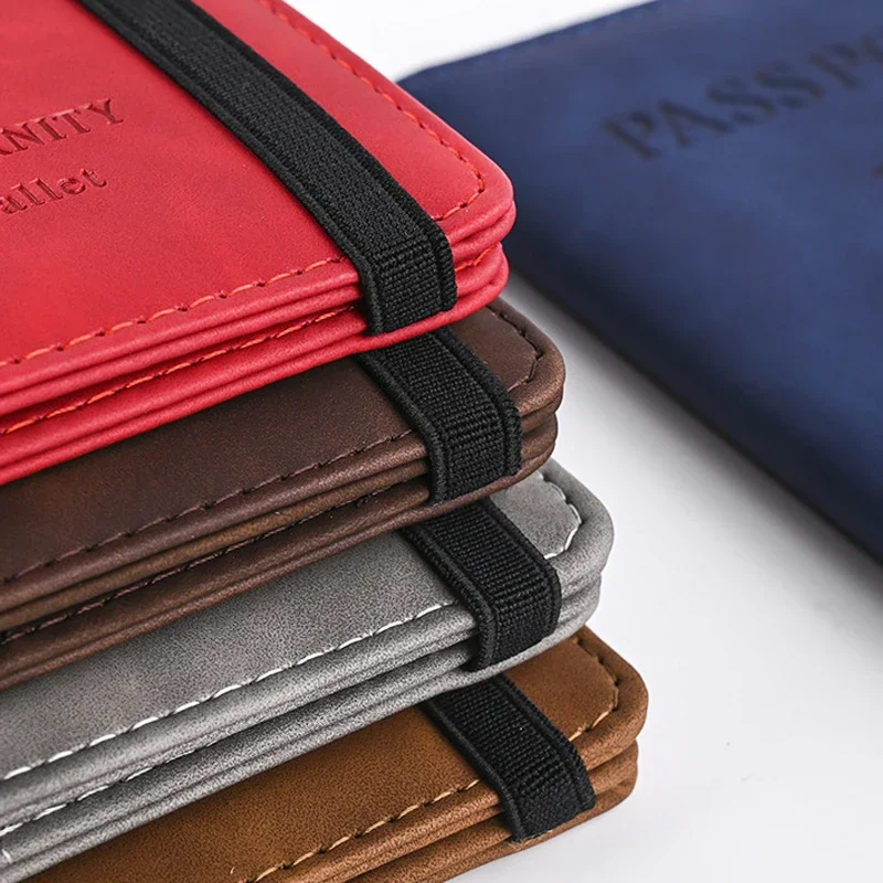 Männer PU Leder Brieftasche Reisepass Geldbörse Karte Männlichen Reise Zubehör Hand Tragen Passport Visitenkarten Halter Brieftasche – Detail 9