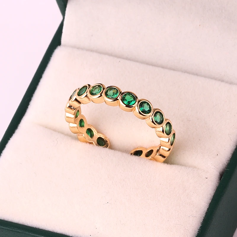 Elegant Gold Ring with Green Zircon - Rainbow Collection Jewelry Gift