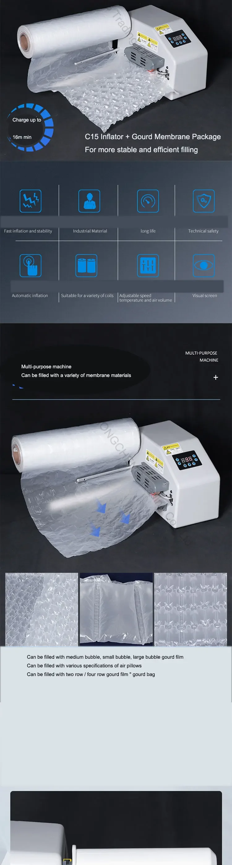 Gourd Film Inflator Bubble Pillow Bubble Pad Filling Bag Multifunctional Autom