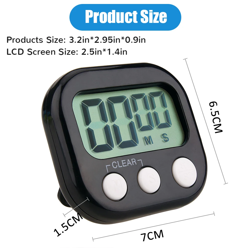 Mini Digital Kitchen Timer for Cooking  Big Digits Loud Alarm Magnetic Backing Stand Cooking Timer Suitable for Study Work Sport