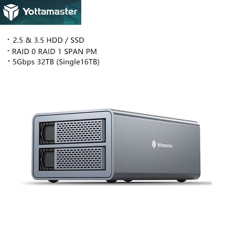 Yottamaster 2 Bay Raid Hard Drive Enclosure Usb3.0 Sata3.0 External Hdd Docking Station Hard Drive Case For Hdd 2.5"3.5" - Hdd & Ssd Enclosure - AliExpress