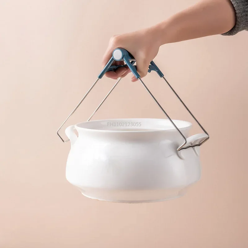 Avoid Scalding Kitchenware Kitchen Hot Plate Gripper Stainless Steel Bowl Clip Tongs Bowl Dish Pan Clips Tongs Silicone Gloves