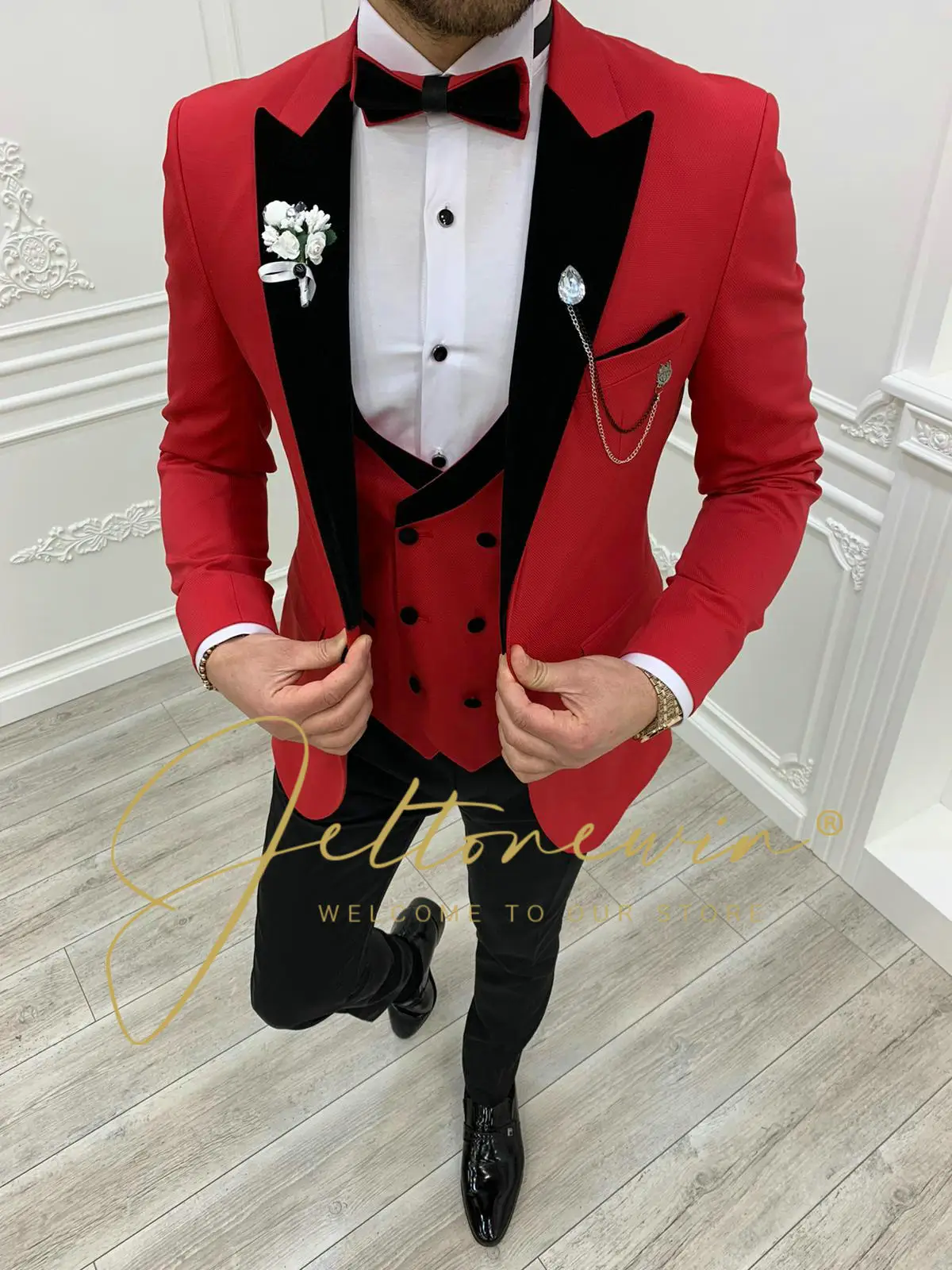 

Wedding Suits For Men 2022 Men Suits Red Blazer Vest Black Pant Slim Fit Terno Masculino Formal Elegant Groom Tuxedo Prom Party